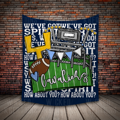 Lakeland Cavaliers We've Got Spirit Football Theme Fleece Throw Version 3