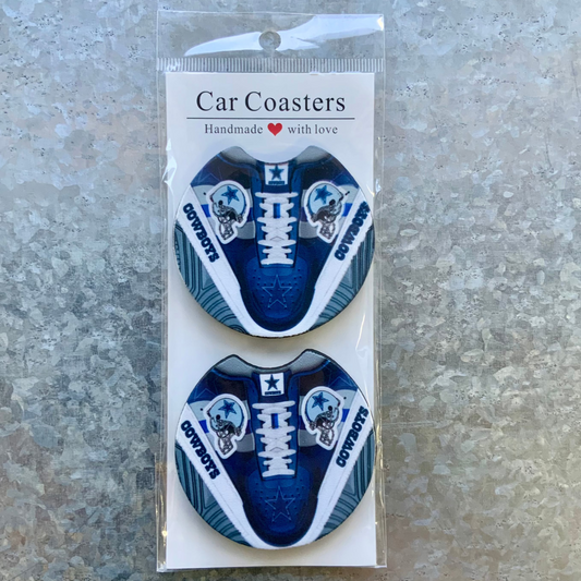 Dark Blue Cowboys Shoe Car Coaster Set