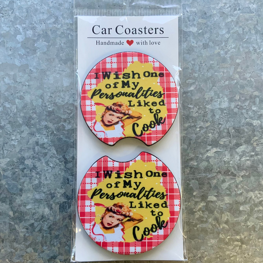 I Wish One of my Personalities Liked to Cook Car Coaster Set