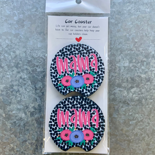 Mama Pebble Floral Car Coaster Set-RTS