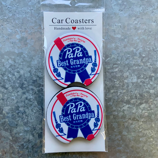 PaPa Best Grandpa Ever Car Coaster Set