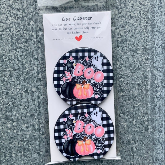 Boo Pink & Black Car Coaster Set - RTS