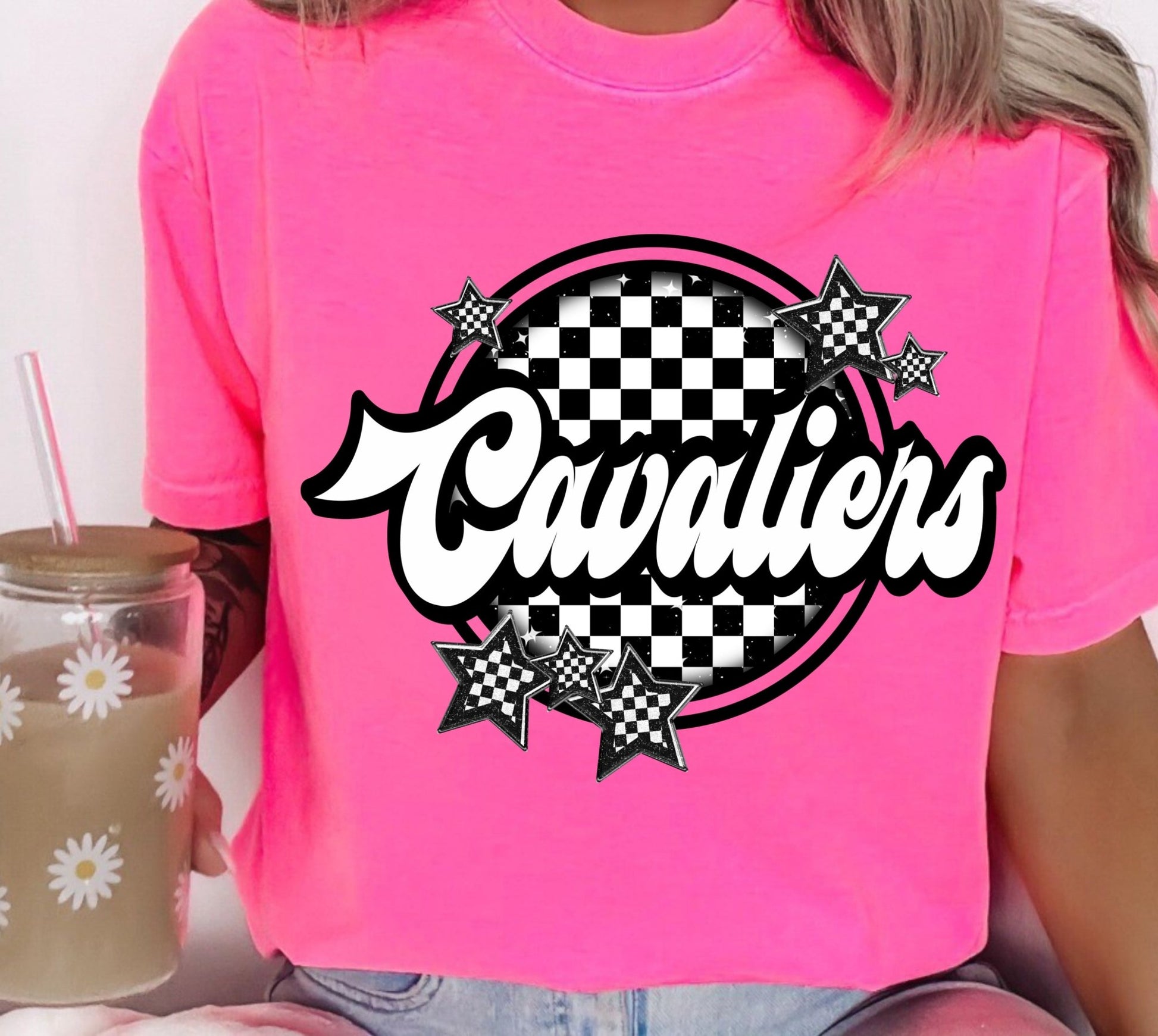 Cavaliers Checker & Stars Design T-Shirt