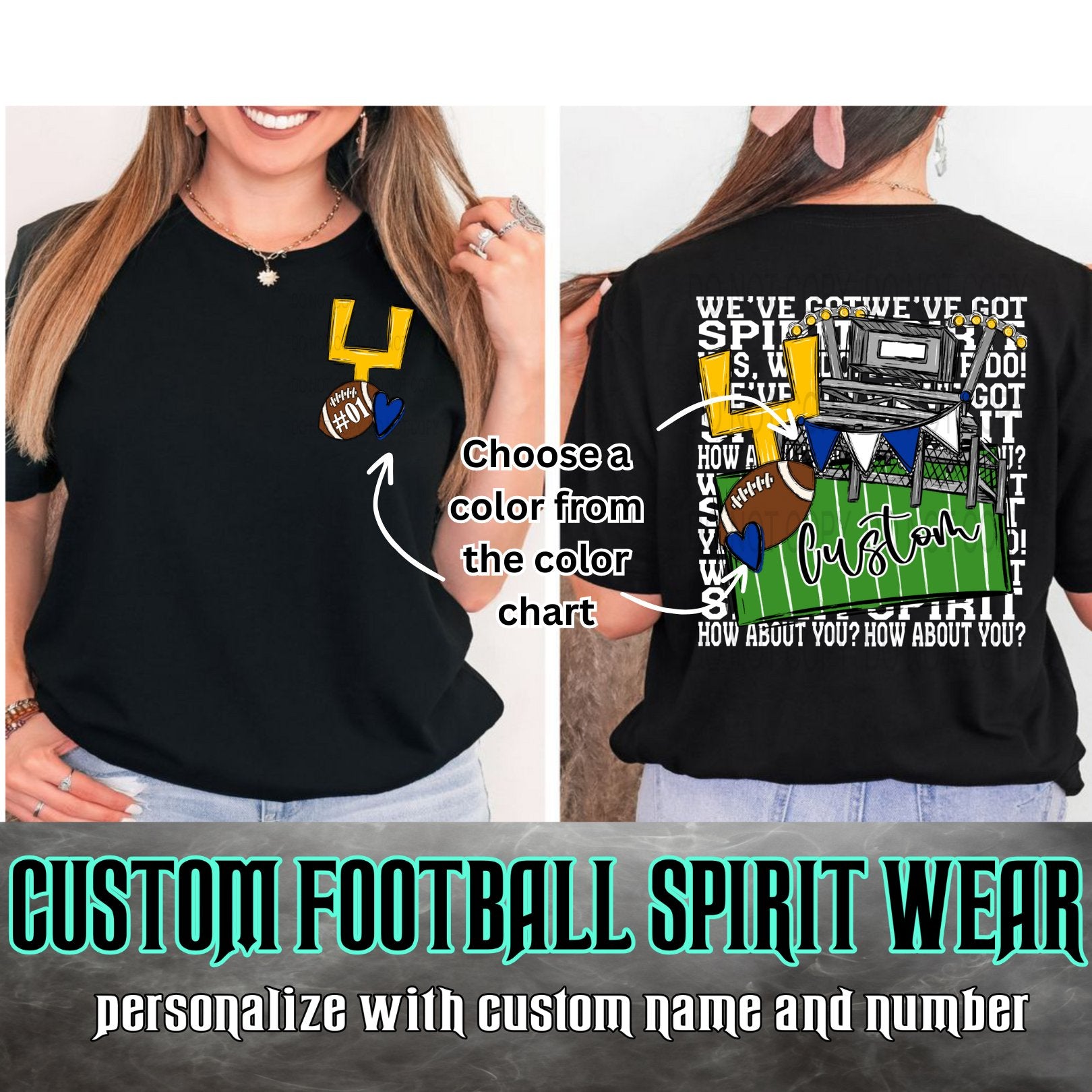 Custom We've Got Spirit (White Font) Graphic Tee - Football