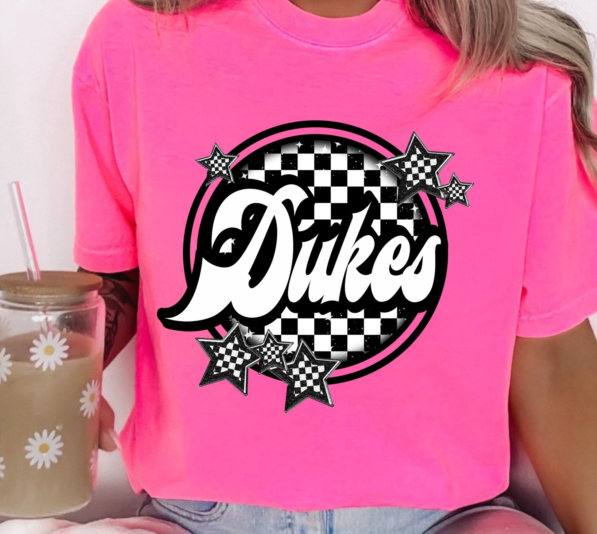 Dukes Checker & Stars Design T-Shirt