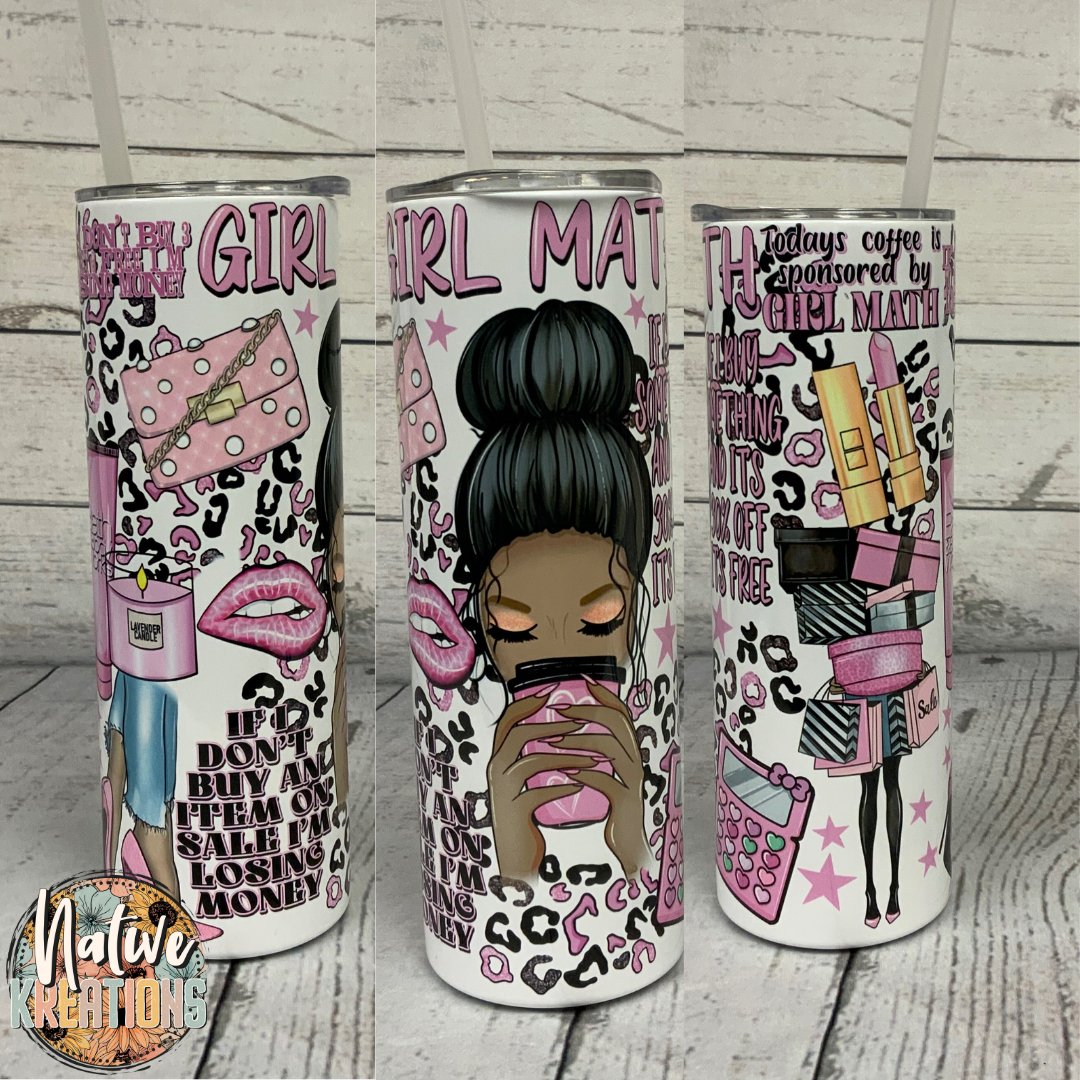 Girl Math African American Tumbler-RTS – Wicked Kreations