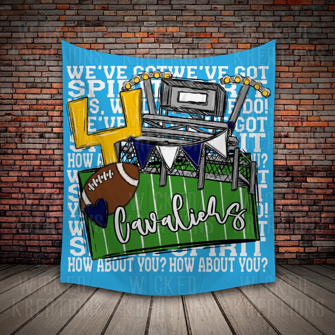 Lakeland Cavaliers We've Got Spirit Football Theme Fleece Throw Version 1