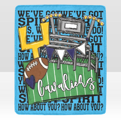 Lakeland Cavaliers We've Got Spirit Football Theme Fleece Throw Version 2