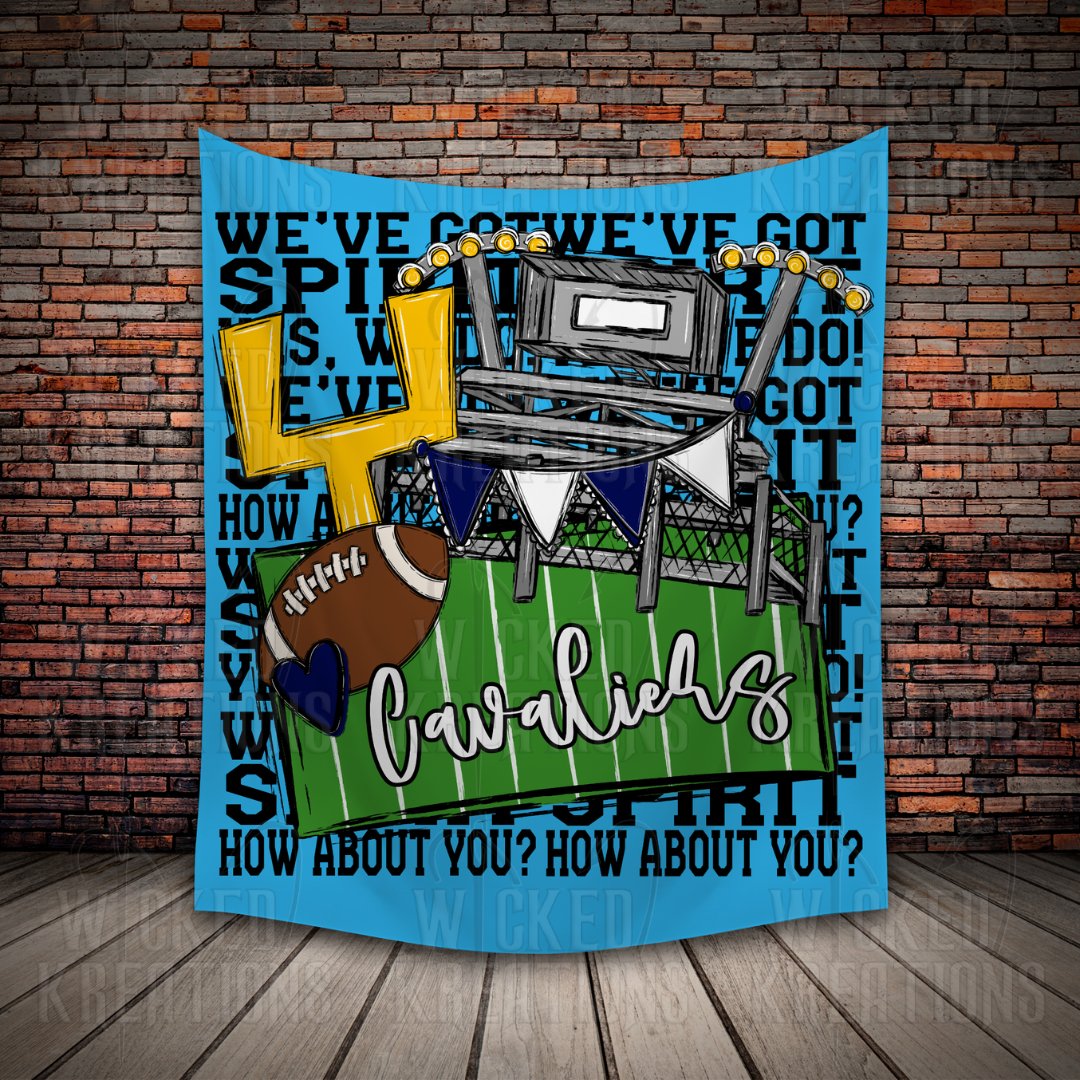 Lakeland Cavaliers We've Got Spirit Football Theme Fleece Throw Version 2