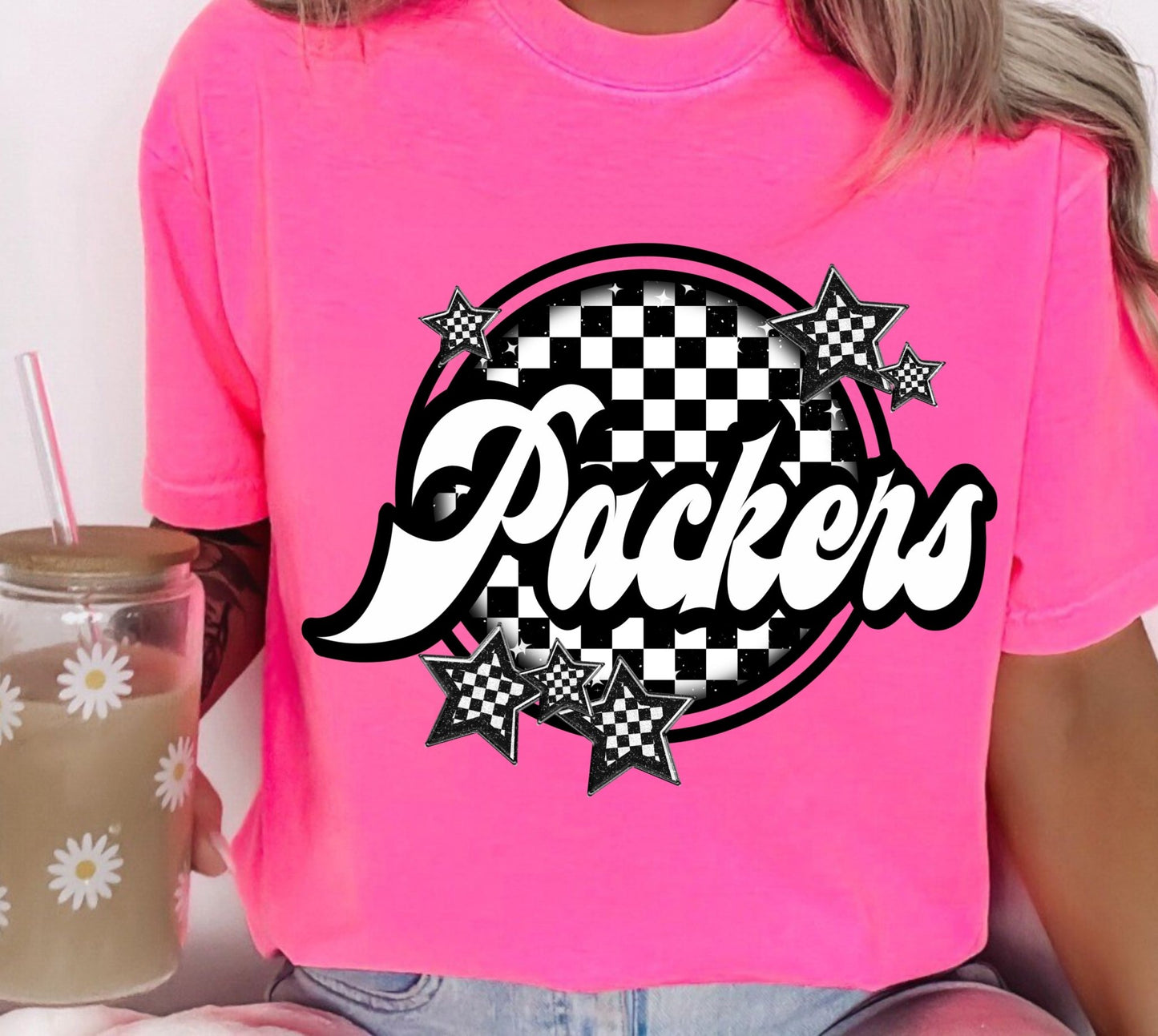 Packers Checker & Stars Design T-Shirt