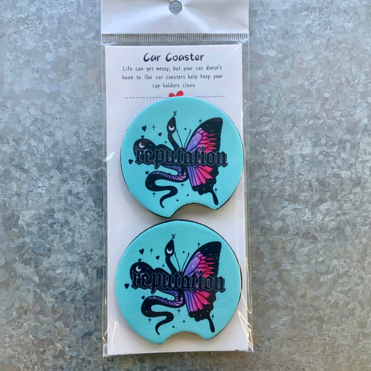 Reputation Teal Car Coaster Set