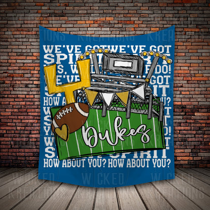 Windsor Dukes We've Got Spirit Football Theme Fleece Throw Version 2